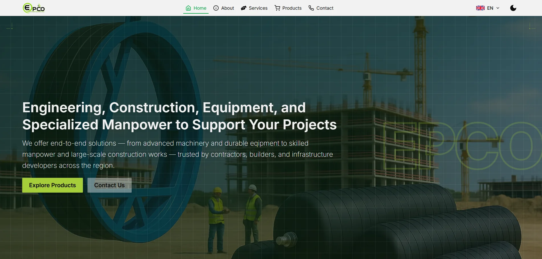 Epco Group Company Website screenshot 1